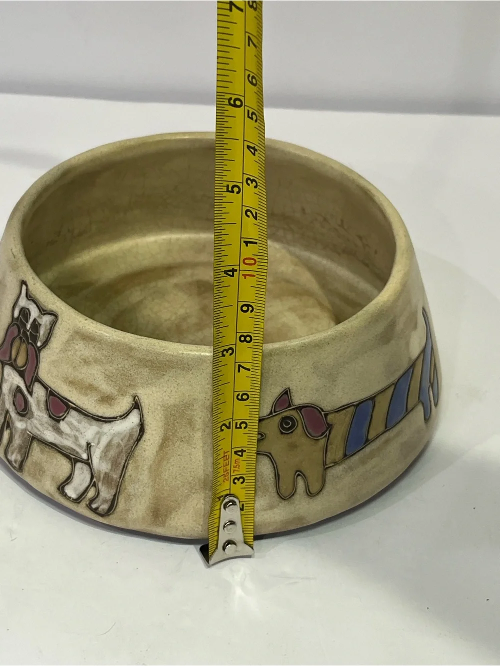 Mara Collection Handcrafted Ceramic Dog Bowl with Dog Graphics